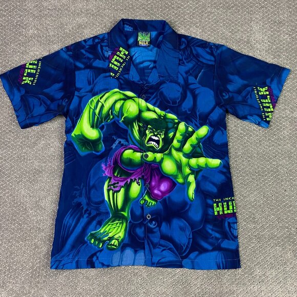 Vintage The Incredible Hulk Shirt Men's Small Button Up Down 2002 Marvel Comics - Picture 10 of 10
